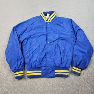 Vintage Satin Bomber Jacket Men's Small Indiana High School Embroidered Varsity
